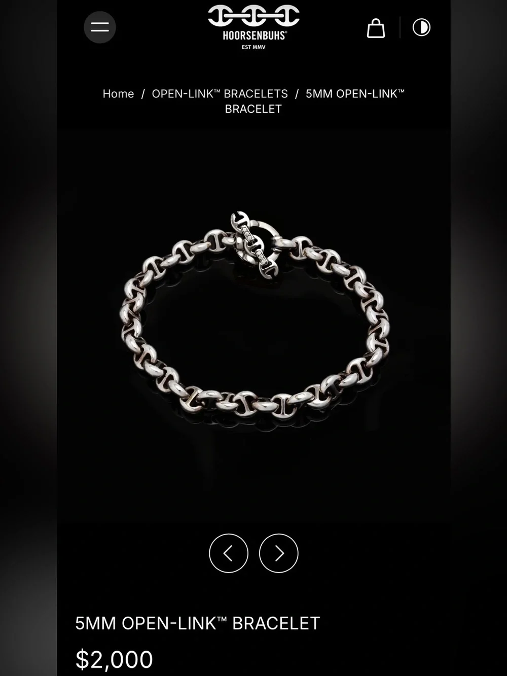 Hoorsenbuhs 5MM OPEN-LINK BRACELET .925 Sterling Silver w/ Diamond accents